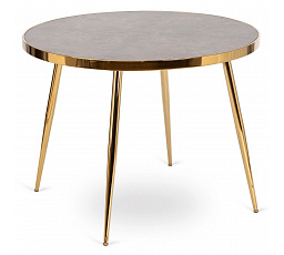 Stůl TINGA 100 cm Skleněný Šedý Mramor/Zlatý