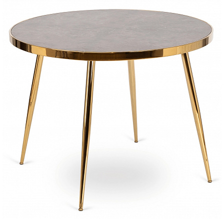 Stůl TINGA 100 cm Skleněný Šedý Mramor/Zlatý