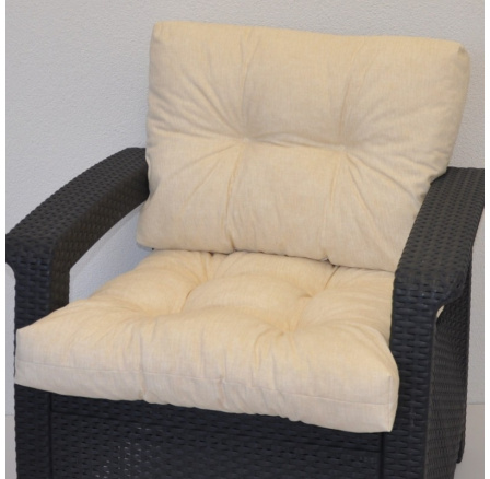 Polstr na křeslo z umělého ratanu - látka světle béžový melír