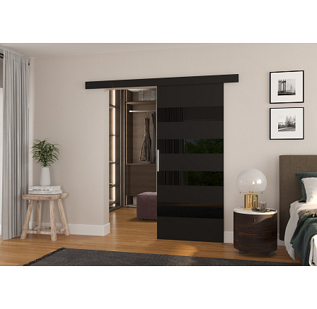 Posuvné dveře na stěnu MILOU 86 Black+Black Lacobel