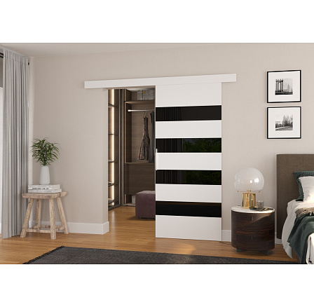 Posuvné dveře na stěnu MILOU 86 White+Black Lacobel