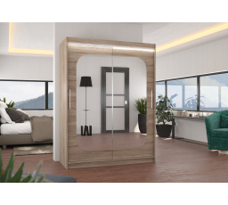 Posuvná skříň se zrcadlem a LED osvětlením CLEVER 150 Truffle+Truffle