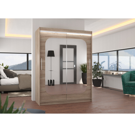 Posuvná skříň se zrcadlem a LED osvětlením CLEVER 150 Truffle+Truffle