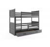 Dětská patrová postel RICO se šuplíkem 90x200 cm, včetně matrací, Grafit/Grafit