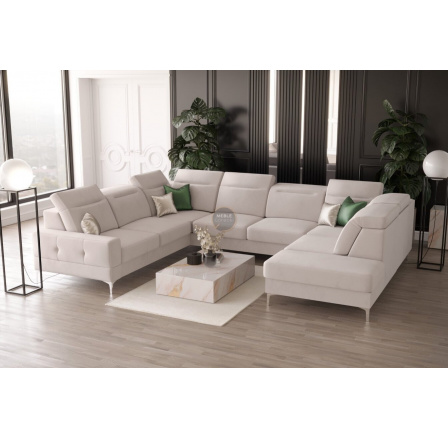 Rohová sedací souprava MALIBU MAX I 260x350x220 cm - béžová, Levá strana