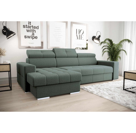 Rohová sedací souprava s funkcí spaní MARGO 160x250 zelená MY 37 - Rychlé doručení