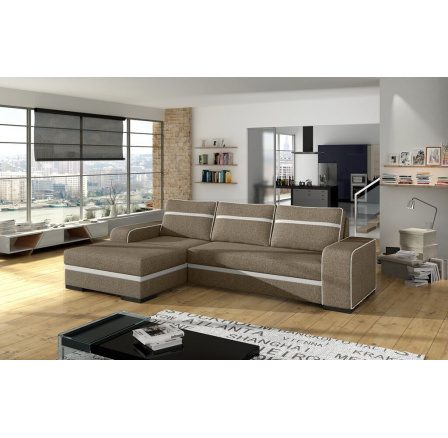 Rohová sedací souprava Funny L sv.hnědá/EKO bílá