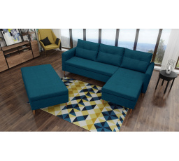 Rohová sedací souprava s taburetem Areon P modrá