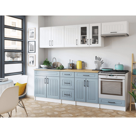 Kuchyňská linka Běla 240/240 bílá/denim MAT Kuchyňská linka Běla 240/240 bílá/denim MAT