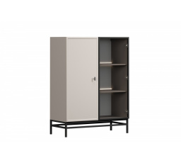 LORINI VITRÍNA 100 2D - kašmír / černý T-bar / černý rám