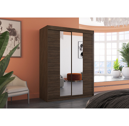 Posuvná skříň se zrcadlem FEVER 150 Choco+Choco Posuvná skříň se zrcadlem FEVER 150 Choco+Choco