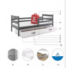 Dětská postel ERYK 90x200 cm se šuplíkem, bez matrace, Grafit/Bílá