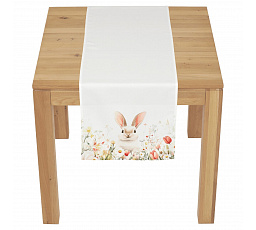 Běhoun - zajíc v rozkvetlé louce, 100 % polyester, 40 x 150 cm