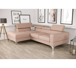 Rohová sedací souprava TOSCANIA MINI přírodní kůže 170x250 cm - růžová, levá