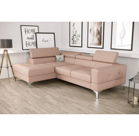Rohová sedací souprava TOSCANIA MINI přírodní kůže 170x250 cm - růžová, levá