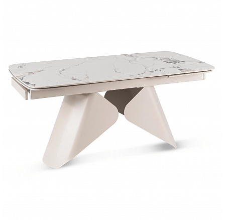 Rozkládací keramický stůl VERONA 160-240 cm Bílý Mramor/Kašmír