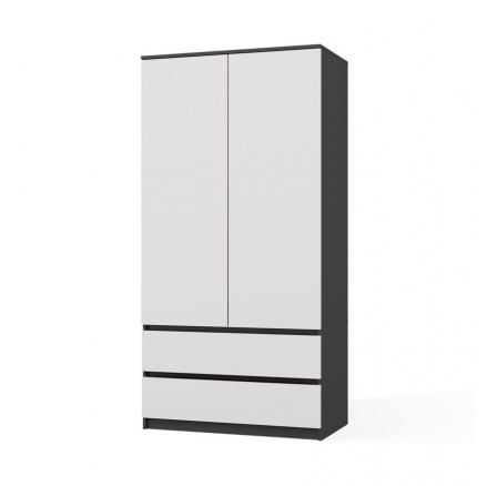 Šatní skříň Malvína 2S-90, antracit/bílá Šatní skříň Malvína 2S-90, antracit/bílá