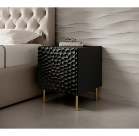 Noční stolek, černá matná/černá matná