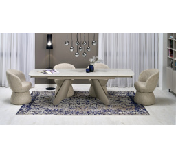 Jídelní rozkládací stůl SALIX, travertin / kašmír