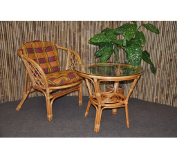 Ratanová sedací souprava Bahama 1+1 medová, polstr okrový