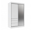 Posuvná skříň se zrcadlem HAIDAR 140 Bílá+Bílá
