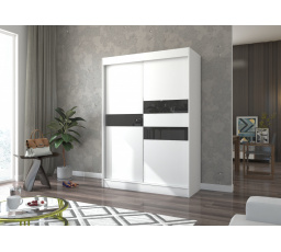 Posuvná skříň s lacobelem BATIA 150 Bílá+Černý Lacobel