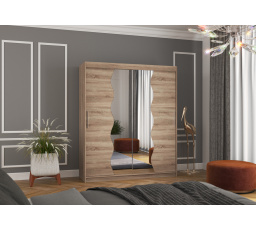 Šatní skříň s posuvnými dveřmi a zrcadlem KANSAS 180 Truffle+Truffle