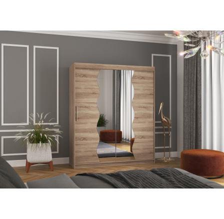 Šatní skříň s posuvnými dveřmi a zrcadlem KANSAS 180 Truffle+Truffle