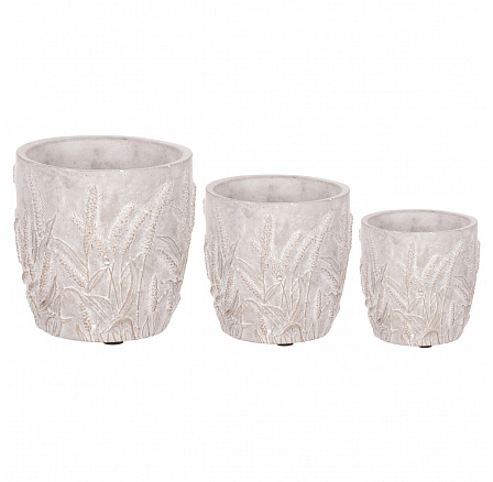 Obal betonový - dekor obilí, šedá barva, cena za sadu 3 ks