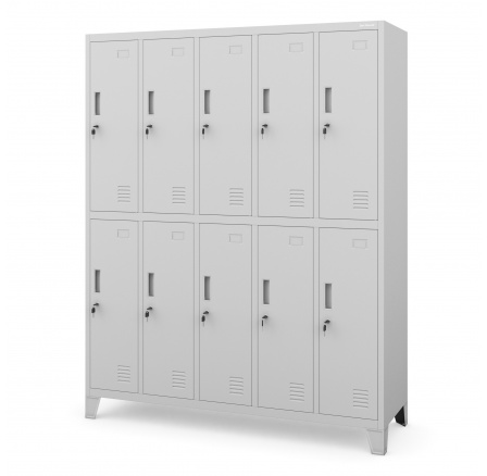 Šatní skříň na oblečení s 10 boxy šedá: BARTEK, 1360 x 1720 x 450 mm