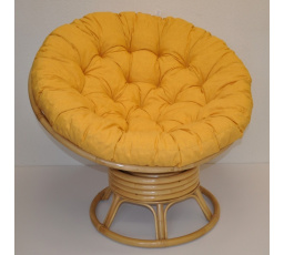 Ratanový papasan houpací medový polstr žlutý melír