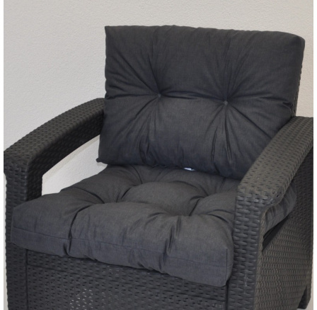 Polstr na křeslo z umělého ratanu - látka tmavě šedý melír Polstr na křeslo z umělého ratanu - látka tmavě šedý melír