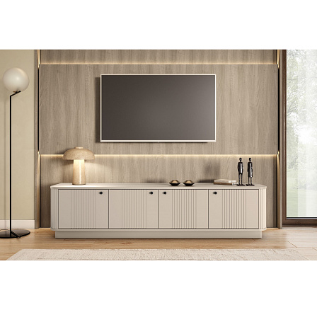 VESPER RTV 187 4D - kašmírová MDF / kašmír / černé úchyty / sokl