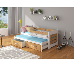 Dvojlůžko s bariérkou a matracemi TIARRO 200x90 Bílá+Artisan