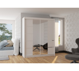 Posuvná skříň se zrcadlem TRAVES 180 Bílá+Bílá