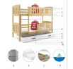 Dětská patrová postel KUBUS se šuplíkem 90x200 cm, bez matrace, Přírodní/Bílá