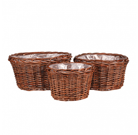 Obal na květiny - proutí, kulatý, cena za sadu 3 ks