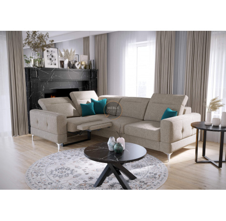 Rohová sedací souprava MALIBU , relax s funkcí spaní 185x250 cm - levá, béžová