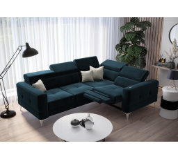 Rohová sedací souprava TOSCANIA , relax s funkcí spaní 185x250 - modrá, pravá