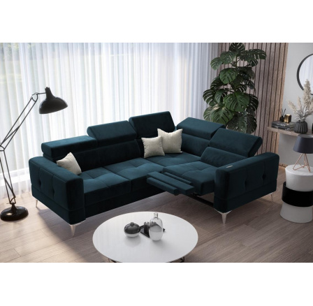 Rohová sedací souprava TOSCANIA , relax s funkcí spaní 185x250 - modrá, pravá