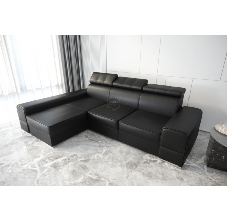 Rohová sedací souprava ROYAL 295×185 - černá eko kůže , levá
