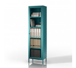 Prosklená vitrína úzká mořská / tyrkysová Moderní LUIGI 500 x 1800 x 350 mm
