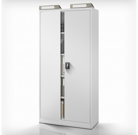 Kancelářská kovová skříň na dokumenty šedá: JAN H, 900 x 1950 x 400 mm