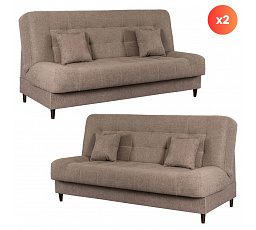 Sada 2x Rozkládací Pohovka NEPAL Hnědá