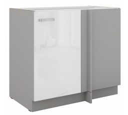 Dolní rohová skřínka BIANCA - 105 ND 1F BB, Šedá / Bílý lesk