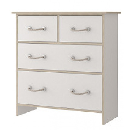 GAME 03 (KOSMO 03) - KOMODA 4S - bílá/dub sonoma hrany ABS/úchyt provázek (IZ) (K150-E)