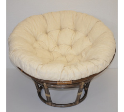 Ratanový papasan 115 cm hnědý - polstr světle béžový melír
