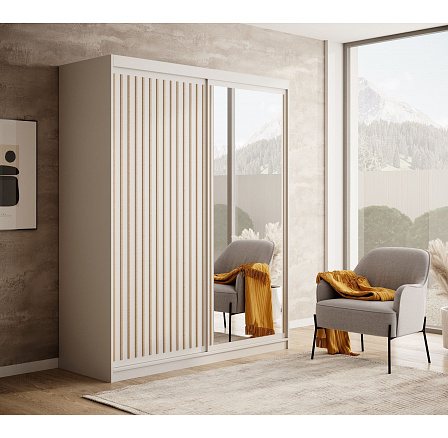 Šatní skříň s posuvnými dveřmi Delia 160 Bílá+Artisan