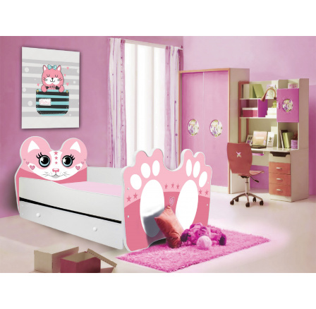 Postel s matrací a šuplíkem BEAR PINK 140x70 Růžová