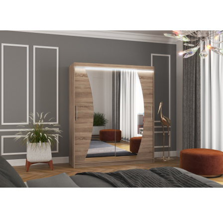Posuvná skříň se zrcadlem a LED osvětlením DOLORES 180 Truffle+Truffle
